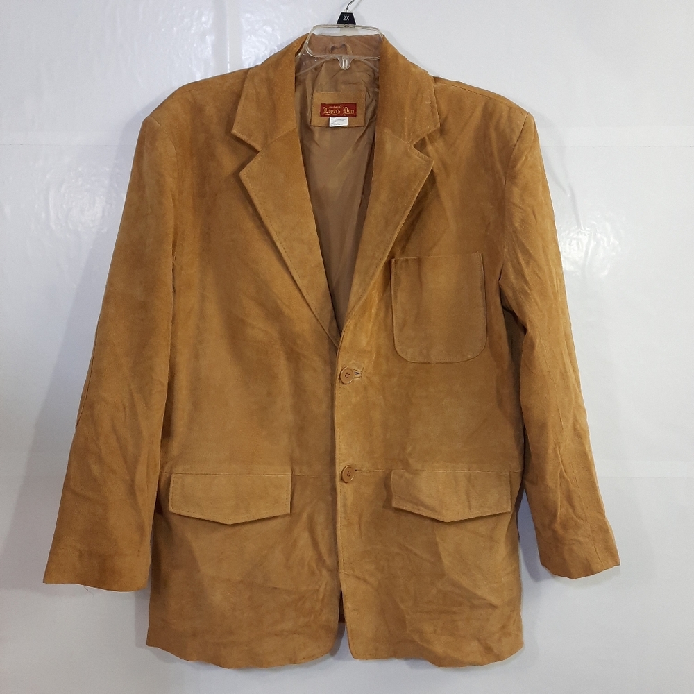 Haband Lion's Den 100% Genuine Leather  Brown Men's Jacket Coat Size L Style 30A